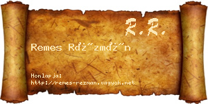 Remes Rézmán névjegykártya